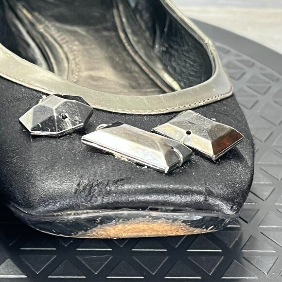 Burberry Women's Silver Black Slip On Embellished Ballet Flats Size EU 36 US 5 - Picture 9 of 13